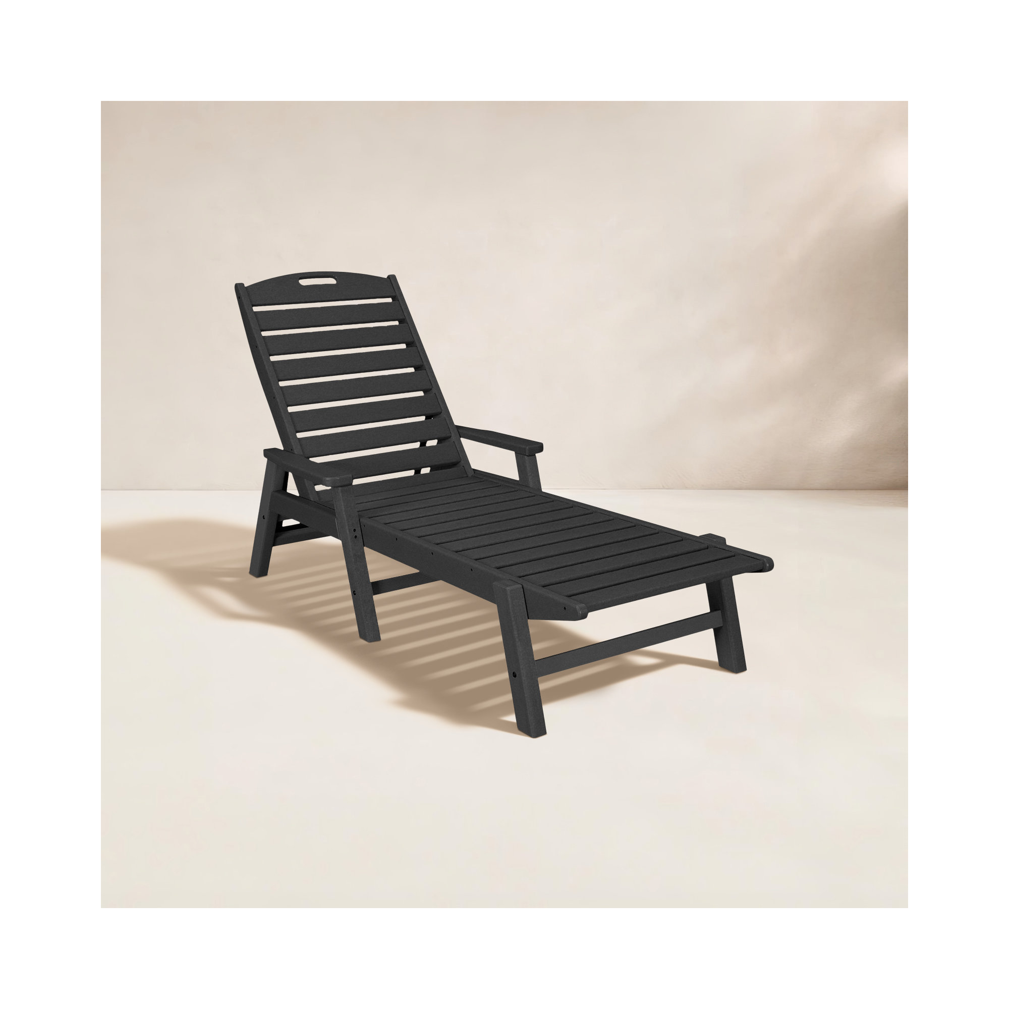 POLYWOOD Lakeside Chaise with Arms, Black