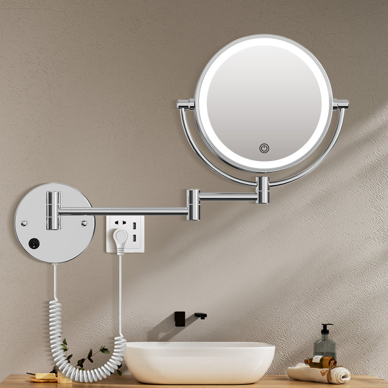 Miroir de maquillage mural pour salle de bain Tabit, Chrome chrome