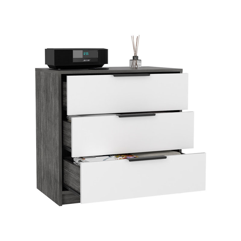 Nasura 3 - Drawer Dresser, Beige/White