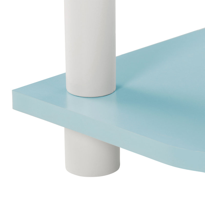 75.2cm H x 29.5cm W Corner Bookcase, Light Blue/White