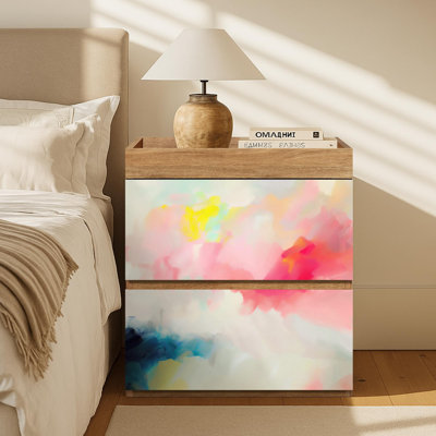 Nightstand with 2 Drawers, Rustic Bedside Storage Cabinet, Artistic Accent Furniture for Bedroom - 24" L x 16" W x 26" H