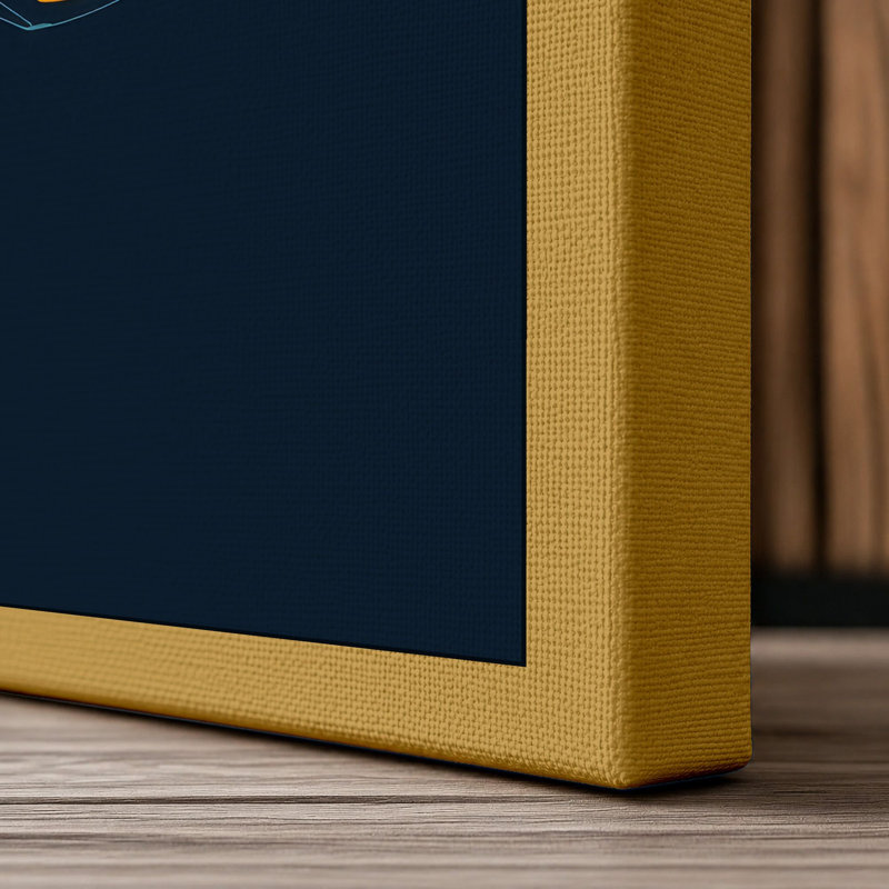 Geometric Fish Modern - Wrapped Canvas, 30x20 - 76.2 x 50.8 cm, Ochre Border