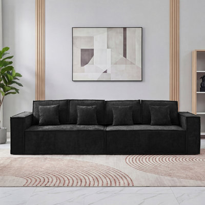 108'' Comfy Chenille Boneless Couch, Oversized Modular Sectional 4 Seater Sofa, Modern Deep Seat Corner Cloud Compressed Couch, No Assembly