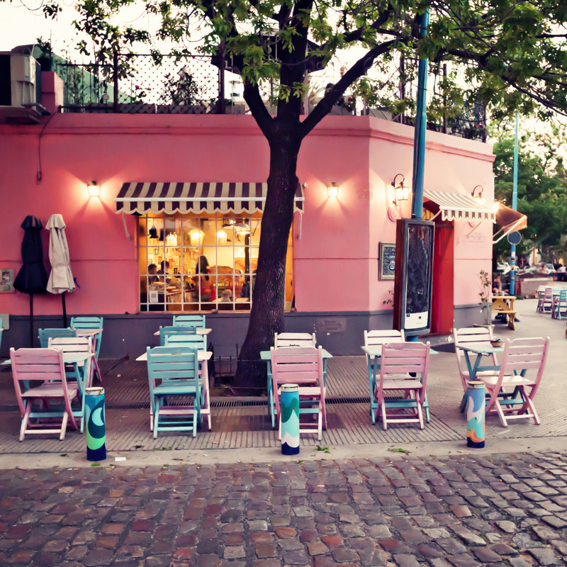 Corner Cafe by Andreka - Wrapped Canvas Print, 30cm H x 30cm W