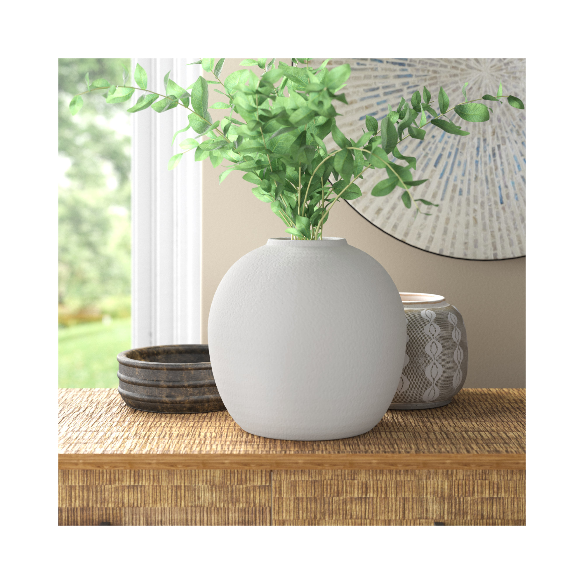 Abie Handmade Watertight Ceramic Table Vase, 10.75" H x 11.5" W x 11.5" D