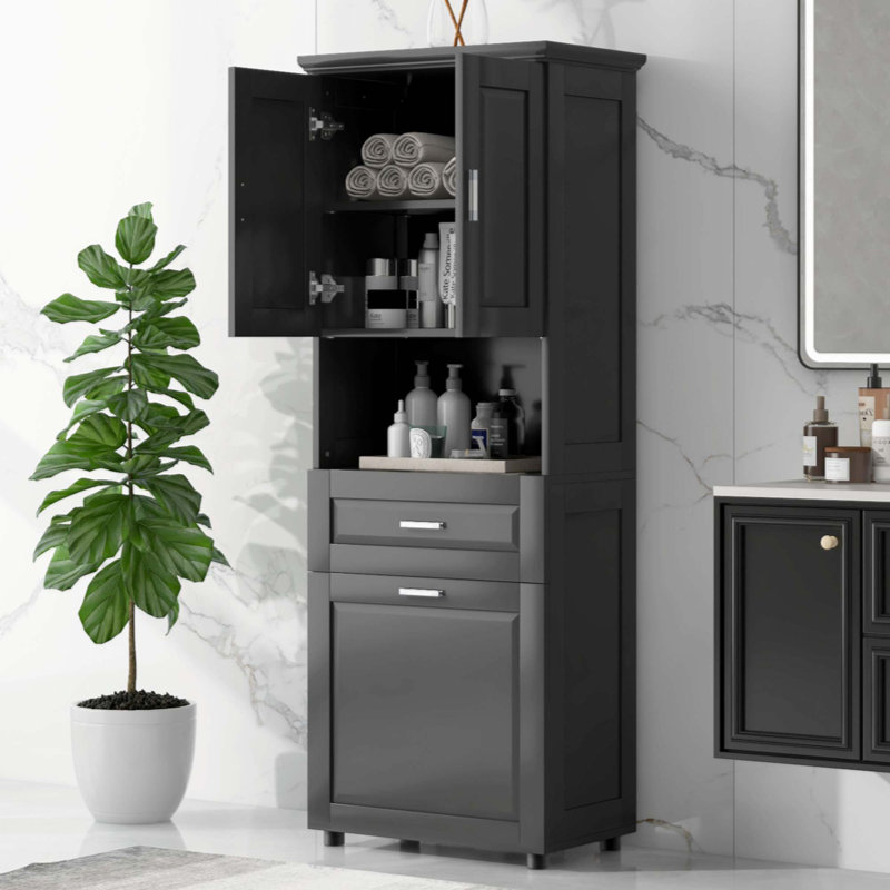 Suphi Freestanding Bathroom Cabinet, Black