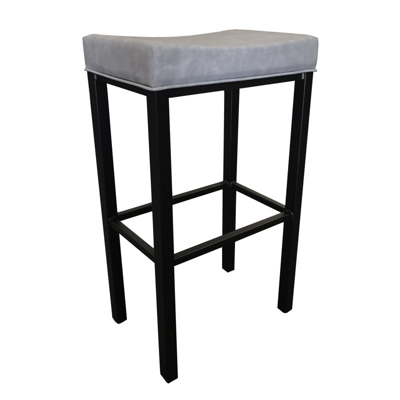 Upholstered Counter Stool with Metal Frame, Bar Stool (30" Seat Height), Gray