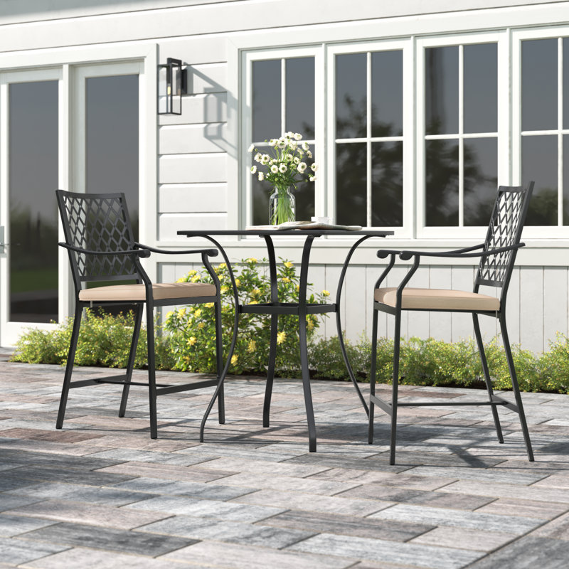 2 - Person Patio Dining Set with Square Table , Cushions Included