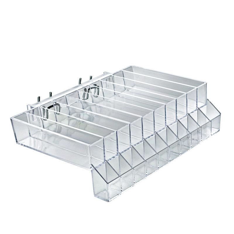 Portable Rectangular Clear Acrylic 10-Compartment Cosmetic Tray