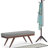 Chanelle 48"W Tweed Fabric Mid-Century Modern Ottoman Bench with Flared Tapered Legs-443695781