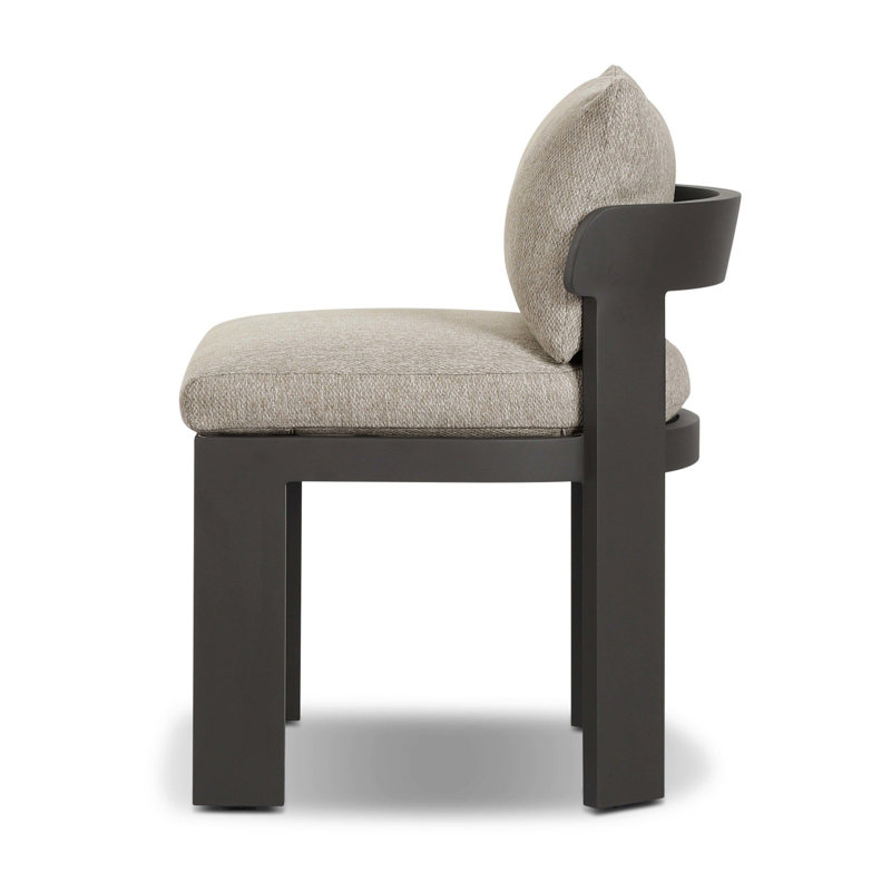 Aarav Outdoor Dining Side Chair, White, Black