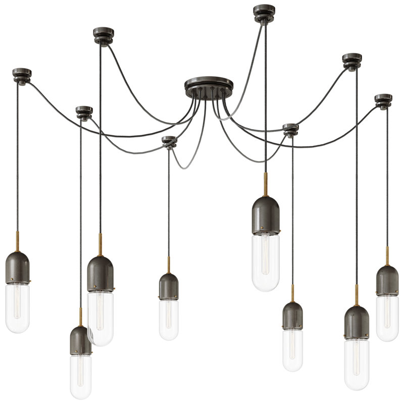 Junio 8 - Light Chandelier, Bronze/Brass, Clear