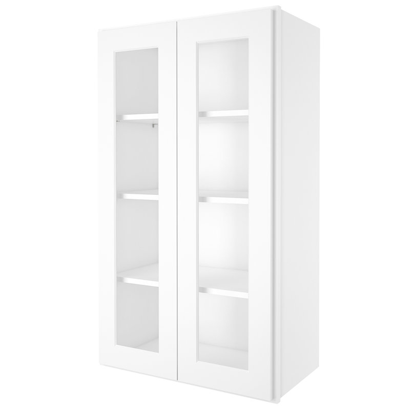 Wall Cabinet for Kitchen, Living Room, Bathroom Glass not included, 42" H x 24" W x 12" D, Shaker White