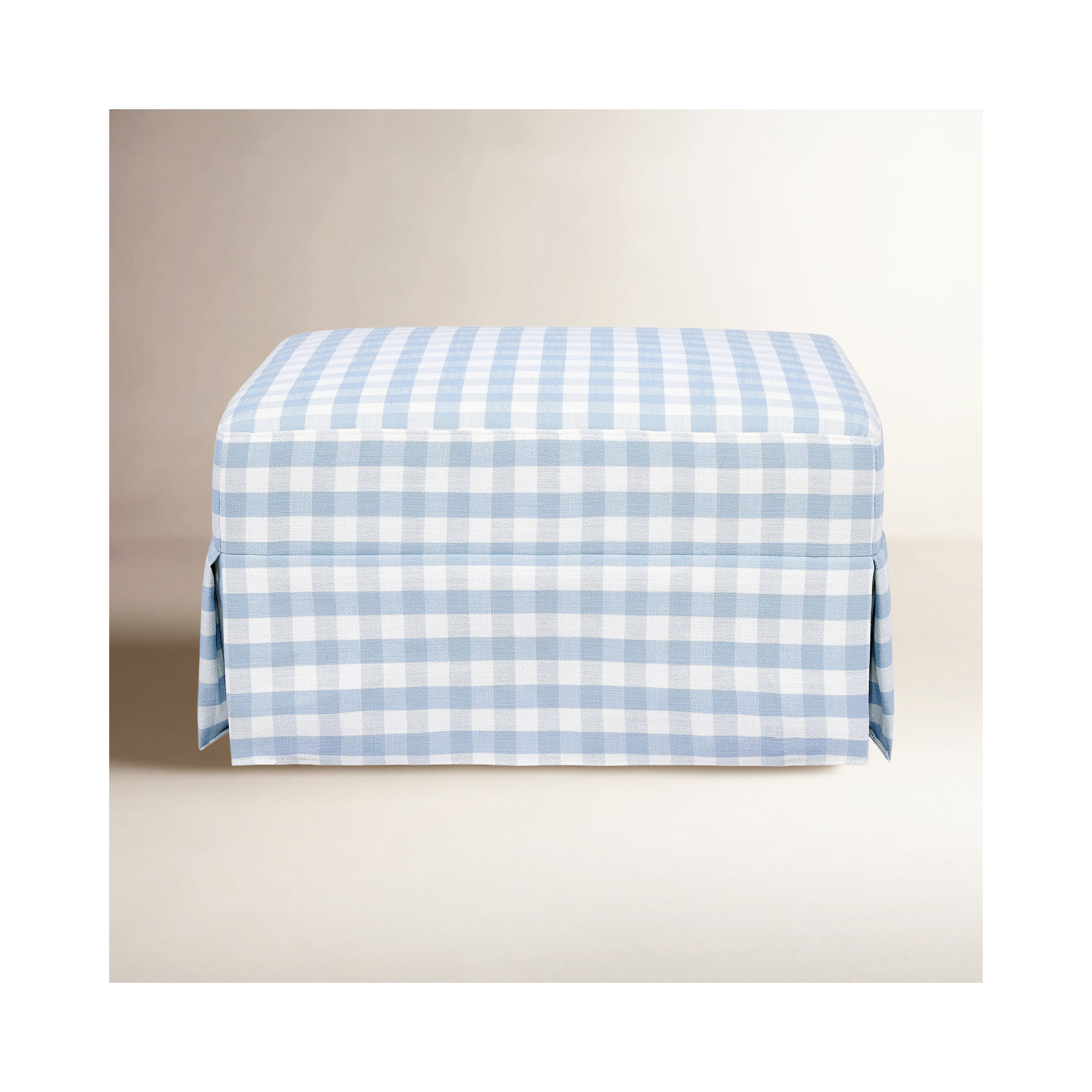 Crawford Upholstered Ottoman, Blue Gingham