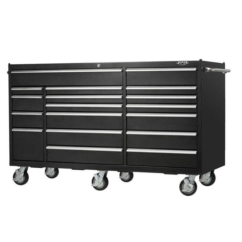 Pro Series 72" W 30" D 18-Drawer Rolling Tool Cabinet, Black