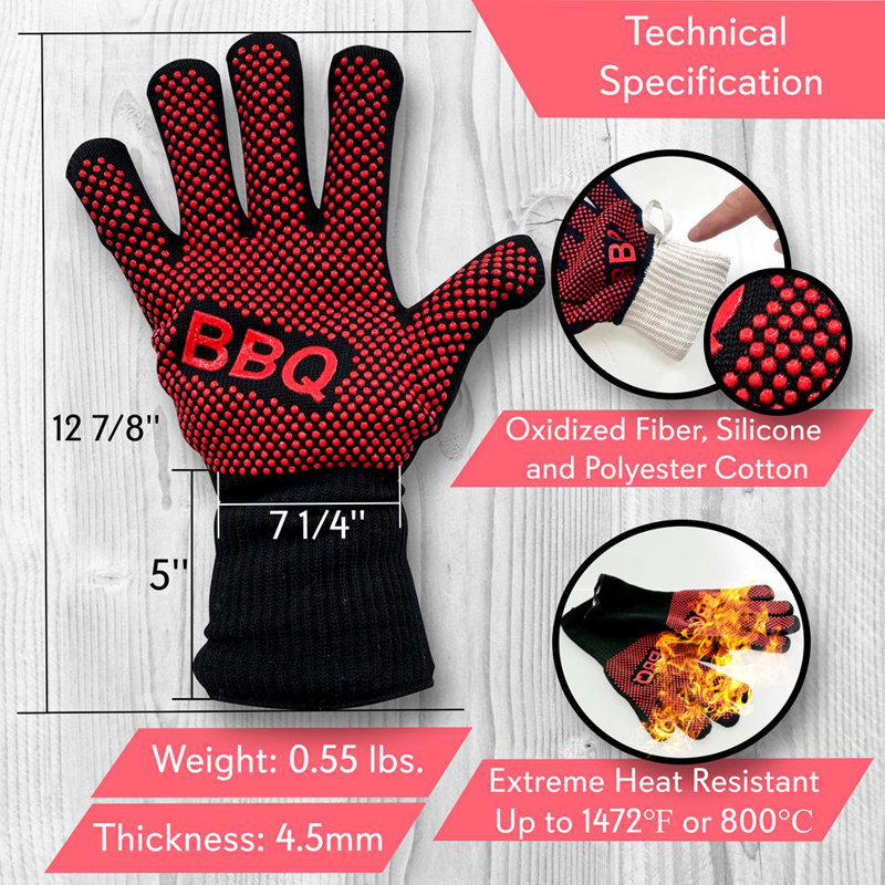 NutriChef 1472 BBQ Grill Gloves - Thumbnail 3