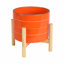 Pot moderne en céramique avec support en bois - Pot décoratif d'intérieur et d'extérieur-1188667232-1188667235