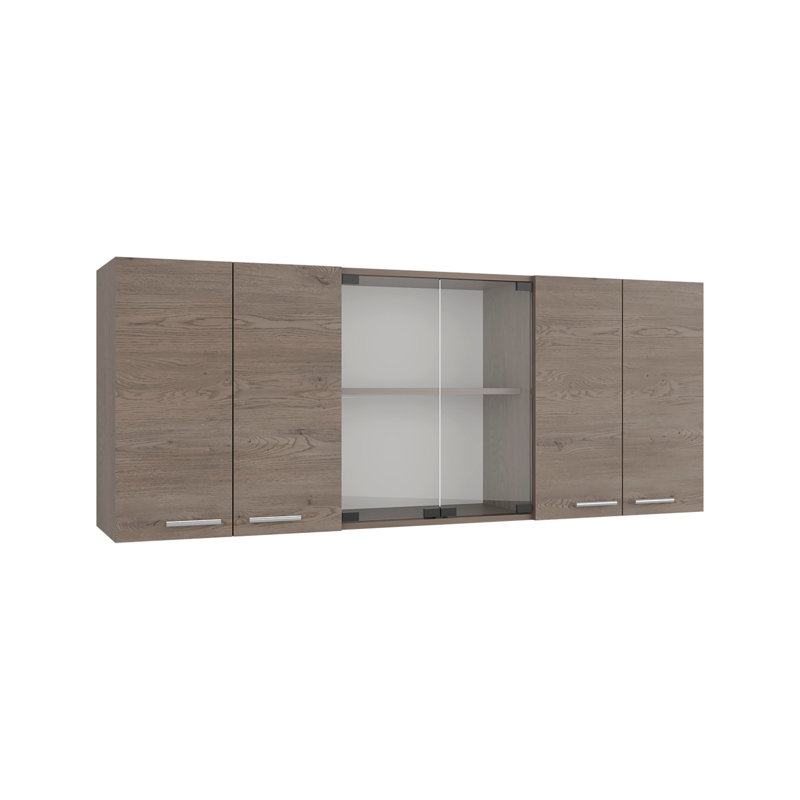 Meuble de rangement mural de cuisine TUHOME Jewlia 59 po L, 6 portes, avec égouttoir à vaisselle et étagères ouvertes - Cannolo