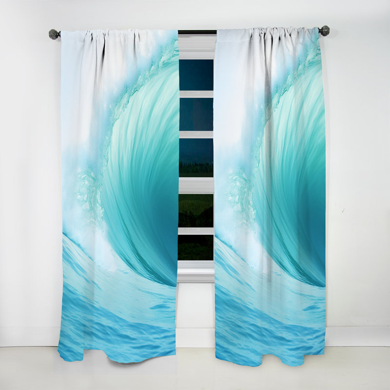 Turquoise Wondrous Wave Spiral I - Rideau en spirale - Rideau abstrait obscurcissant - 1 panneau, L 52 po x L 90 po