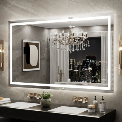 Miroir de salle de bain en verre trempé anti-buée à DEL certifié UL