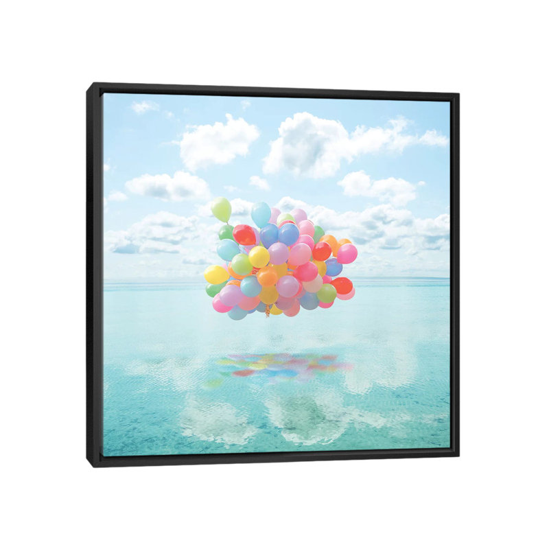 Dancing on Water par Erin Summer-impression d’art graphique, H 18 po x l 18 po x P 1,5 po, Toile avec cadre noir