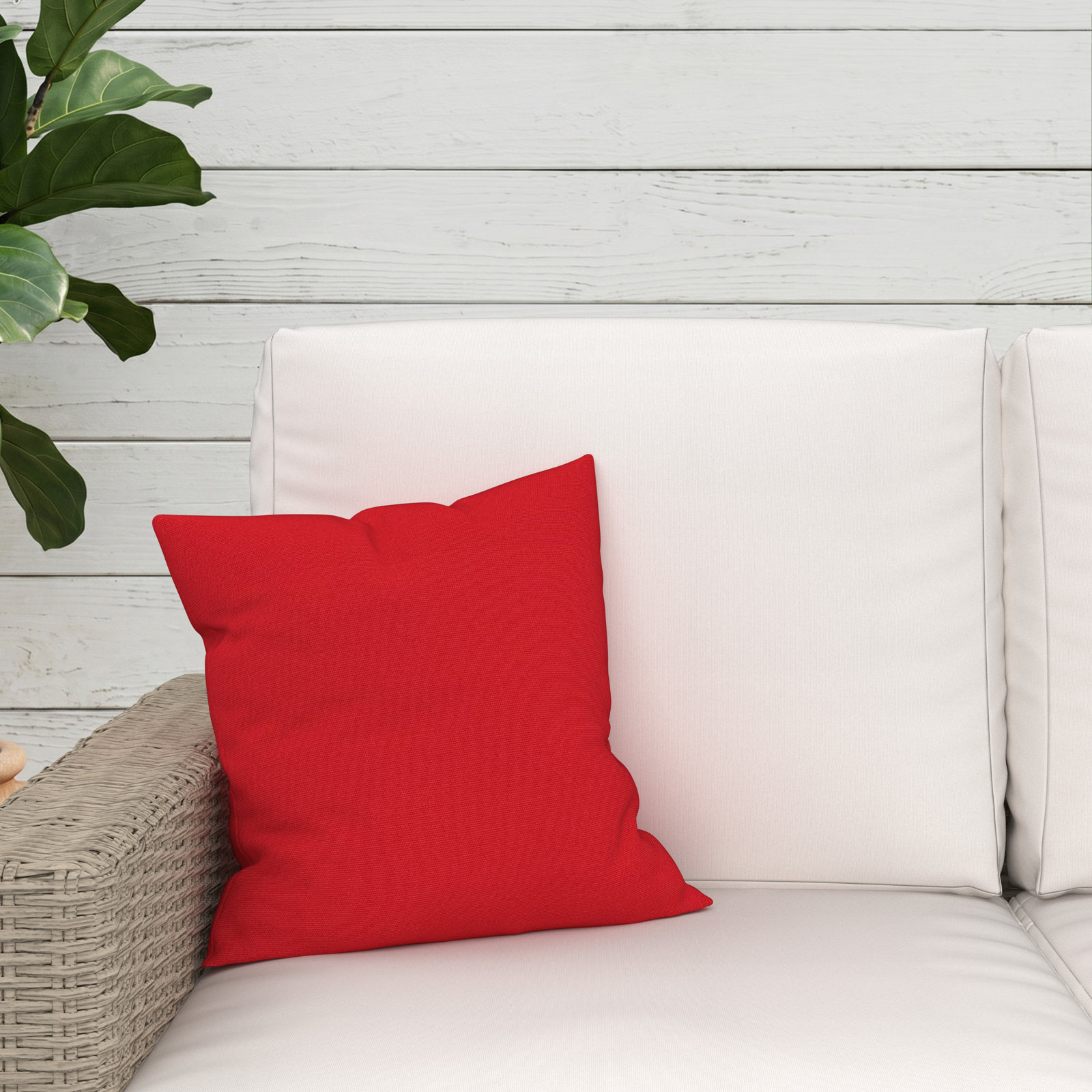 Sunbrella® Throw Pillow, Square 16", Canvas Jockey Red Sunbrella® Canvas