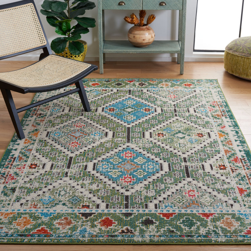 Madison Green and Blue Hand-knotted Round Area Rug