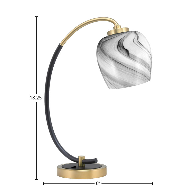 Lampe de bureau en acier inoxydable Gulahan, Noir mat / laiton