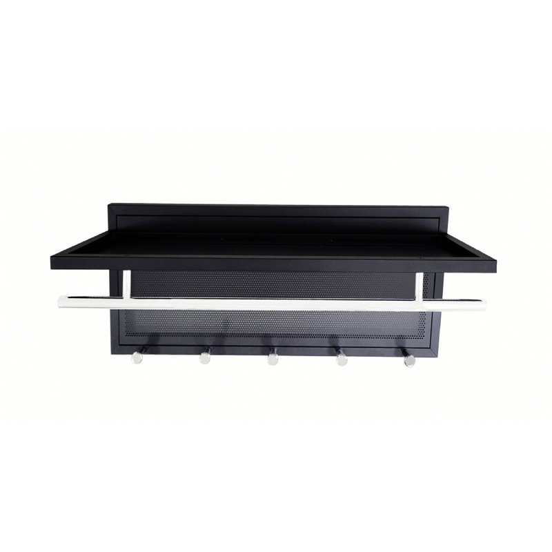 Wall Mounted Metal Coating Hook with Shelf, Black