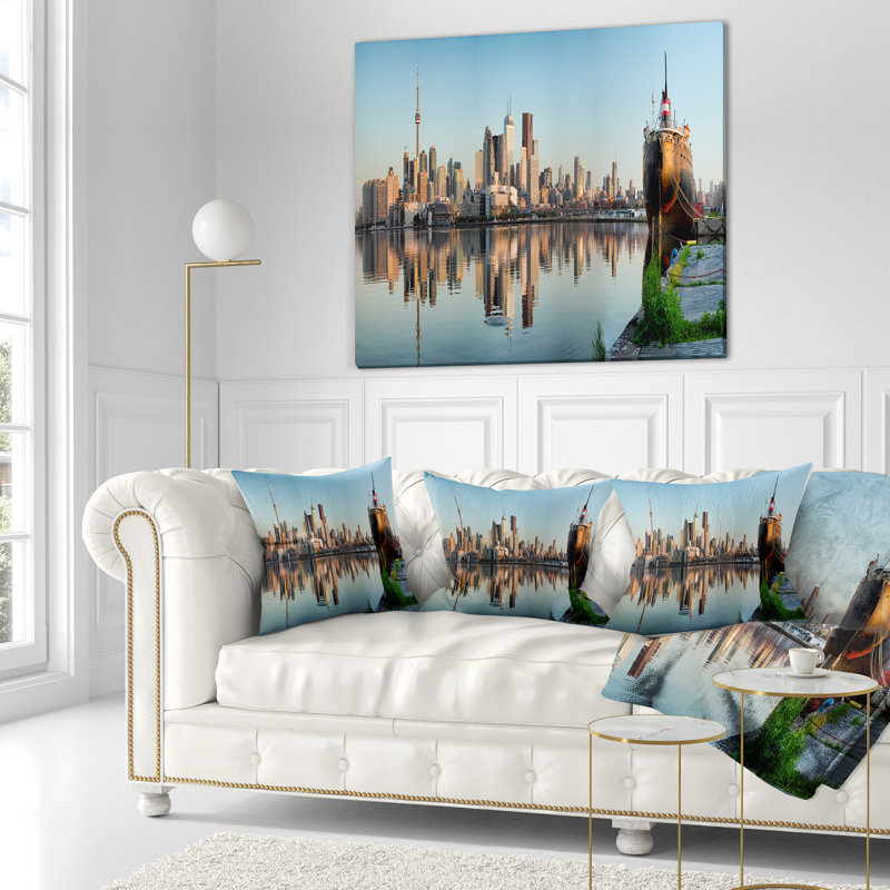 Coussin de panorama cityscape de toronto city, 16 po x 1 po, Coussin décoratif