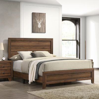 Finish Fabric 1Pc Panel Bed Beautiful Wooden Bedroom Furniture Contemporary Style