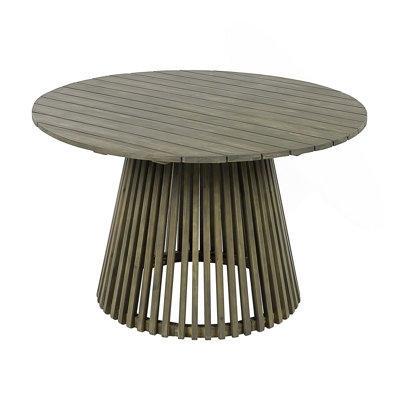 Extra-Large Round Acacia Wood Outdoor Dining Table With Grey Finish For Patio, Lawn, And Balcony Use