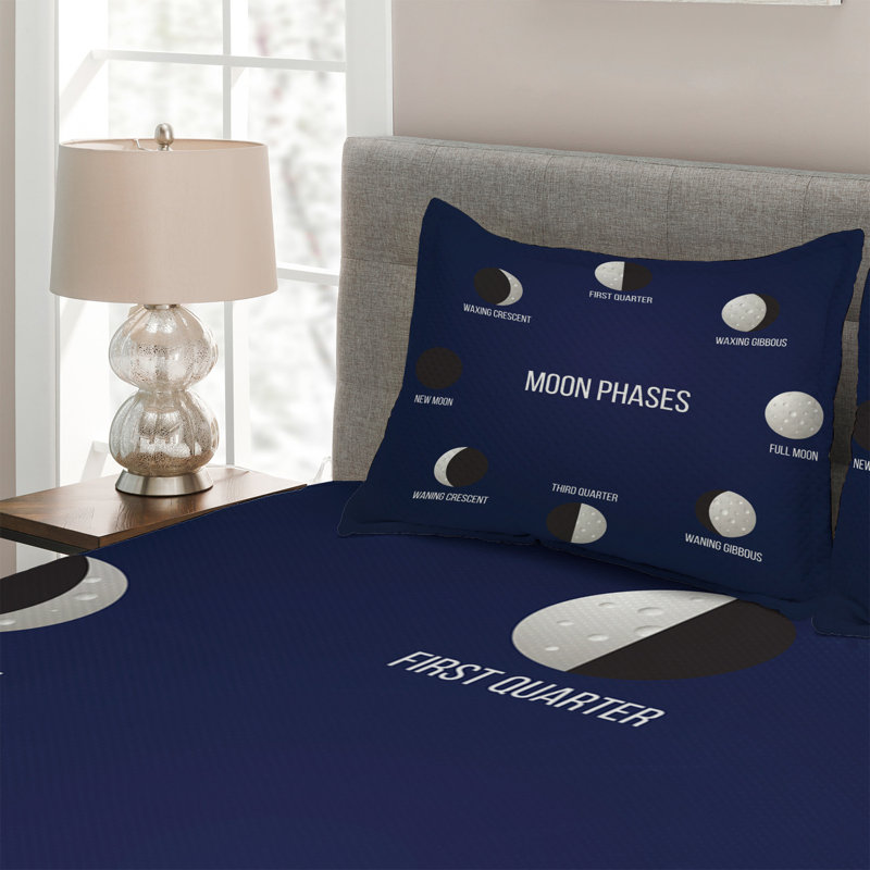 Half Moon Modern & Contemporary Coverlet, King Bedspread + 2 Shams