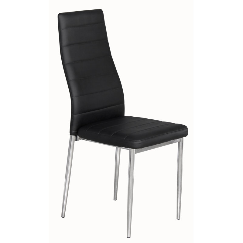Melrose 47cm H Tufted Upholstered Metal Side Chair, Black