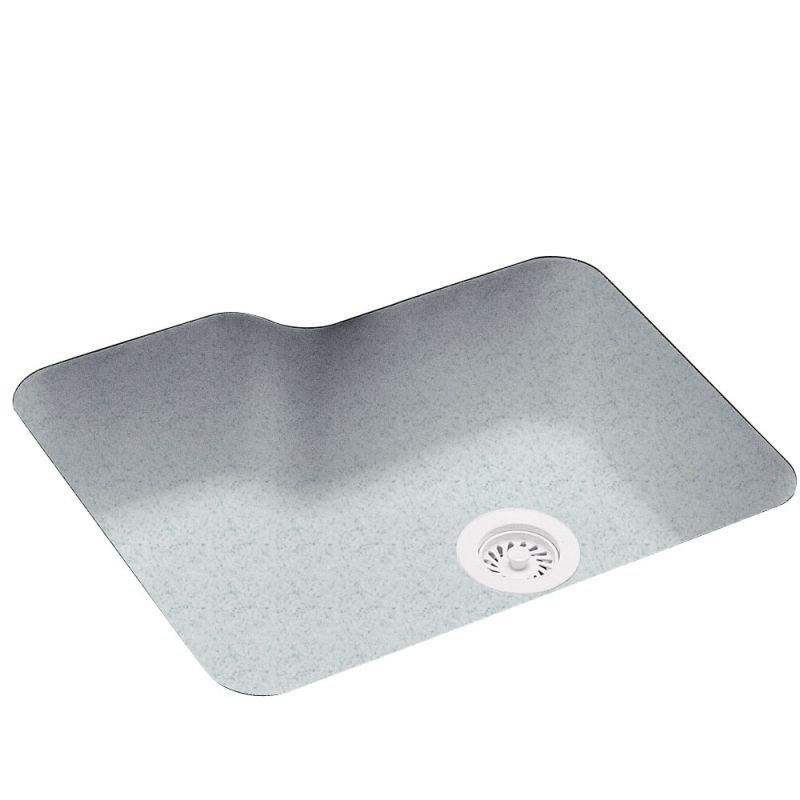 25'' L Single Bowl Solid Surface Kitchen Sink, Tahiti Gray