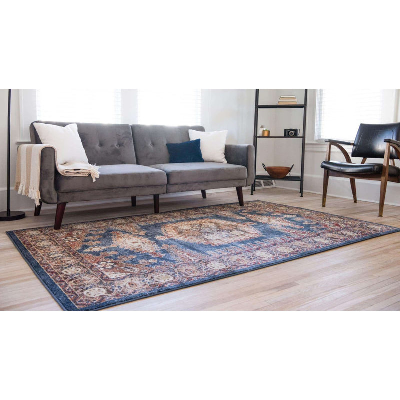 Tapis oriental terre cuite Vern, Rectangle 3 pi 3 po x 5 pi 3 po, Blue/Brown