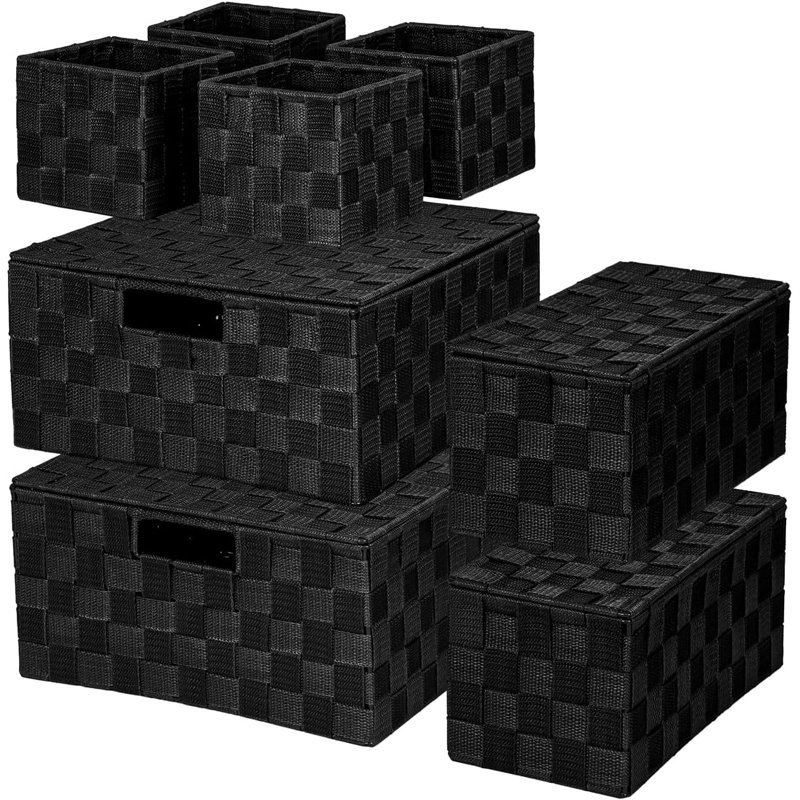 Ebern Designs Wicker Decorative Basket, Black