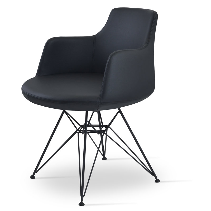 Fauteuil en faux cuir de 25 po de large Dervish, Blanc, Similicuir noir