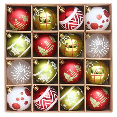 Ensemble de 16 ornements de boules de Noël pour arbre, pendentifs à paillettes suspendus pour les décorations de Noël