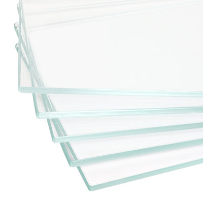 12" W X 46" L - Tempered Rectangle Glass Shelf Without Frame (5 Pieces Set) - 3/16" Thick -pencil Polished