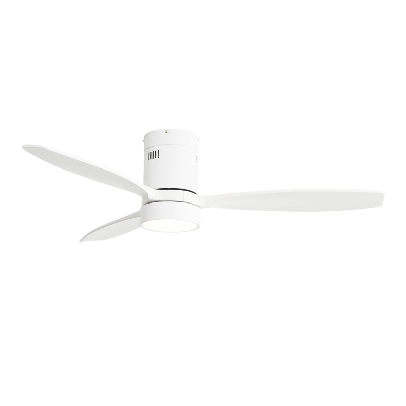 Ventilateur de plafond encastré en bois massif de 52 pouces avec moteur à courant continu réversible à télécommande 6 vitesses pour la maison