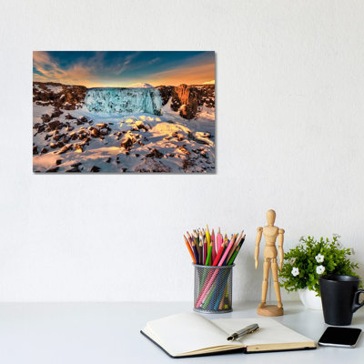 Frozen Oxararfoss Waterfall, Thingvellir National Park, Iceland by Panoramic Images - Gallery-Wrapped Canvas Giclée on Canvas