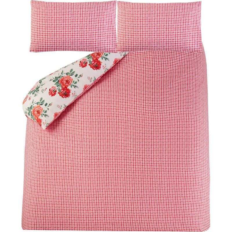 Cath Kidston Archive Rose Floral Duvet Cover Set Red Super King Bedding Set, Super King - 2 Standard Pillowcase