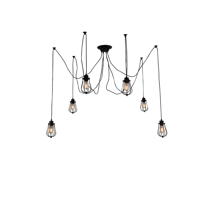 Luminaire suspendu 6 lumières à 6 lumières avec finition noire