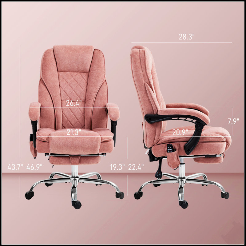 Chaise de bureau de massage chauffante inclinable avec hauteur réglable et repose-pieds, parfaite pour le confort et la productivité