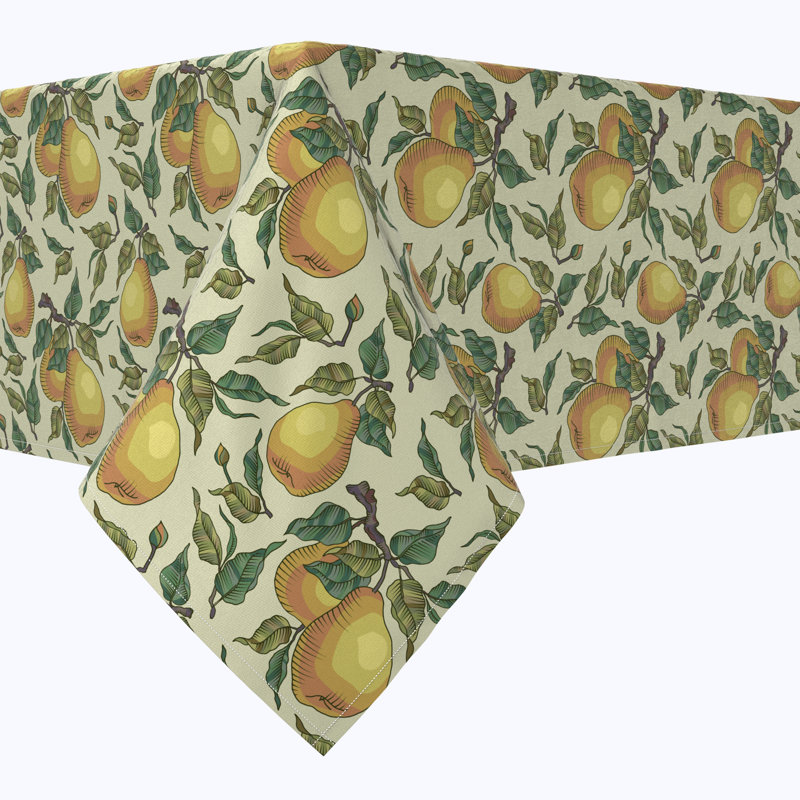 Square Tablecloth, 100% Cotton, 52X52", Painted Pear Tree, 120" L x 60" W