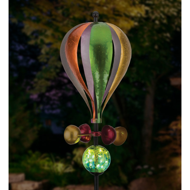 Whimsical Multicolor Balloon Solar Wind Spinner Stake