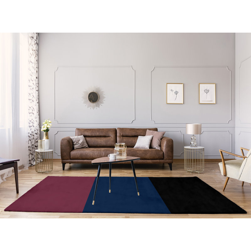 Tapis de vin rayé/bleu marine/noir, Rectangle 9 pi x 12 pi