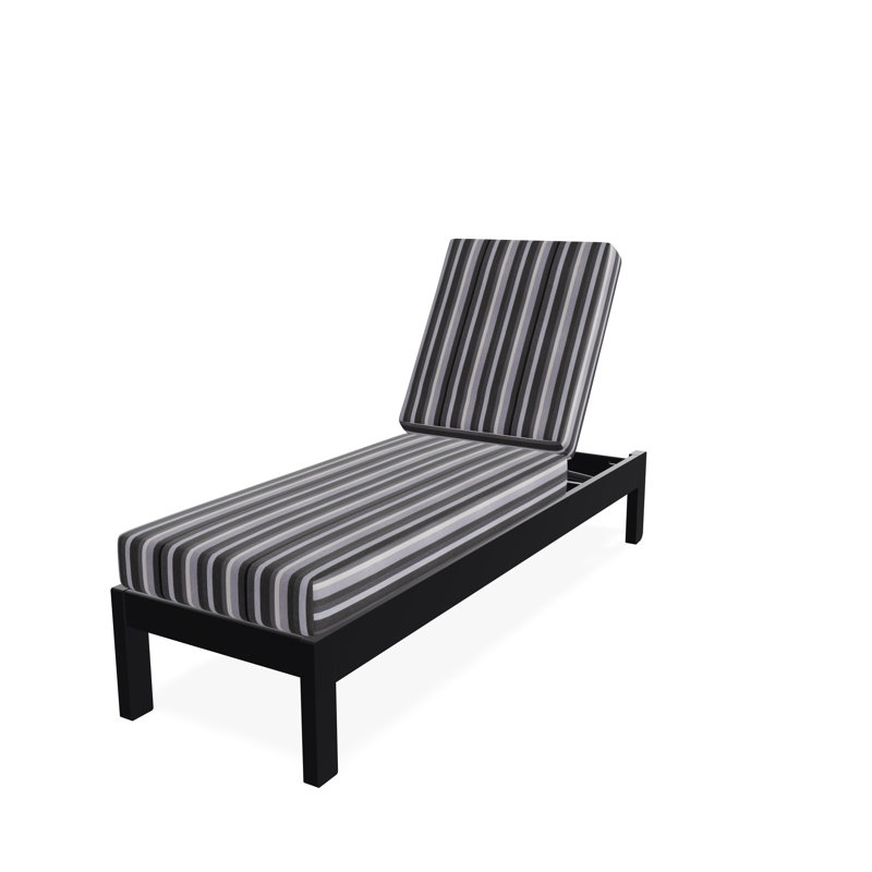 Chaise longue sans accoudoirs en polyester à 3 positions Leeward, Granit sensoriel, Noir