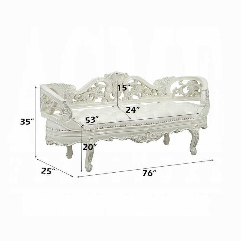Banc transitionnel avec finition blanc antique